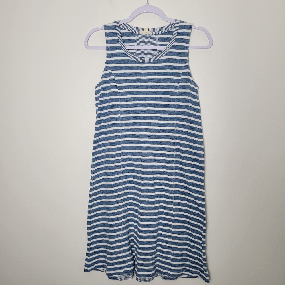 Jane and Delancey Costal Cozy Blue‎ Striped Sleeveless T-shirts Midi Dress S